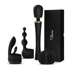 Tracy's Dog Wand Vibrator Kit for Couples, Powerful Cordless Vibrating Wand with 3 Attachments for Clitoral, G-Spot & Anal Stimu