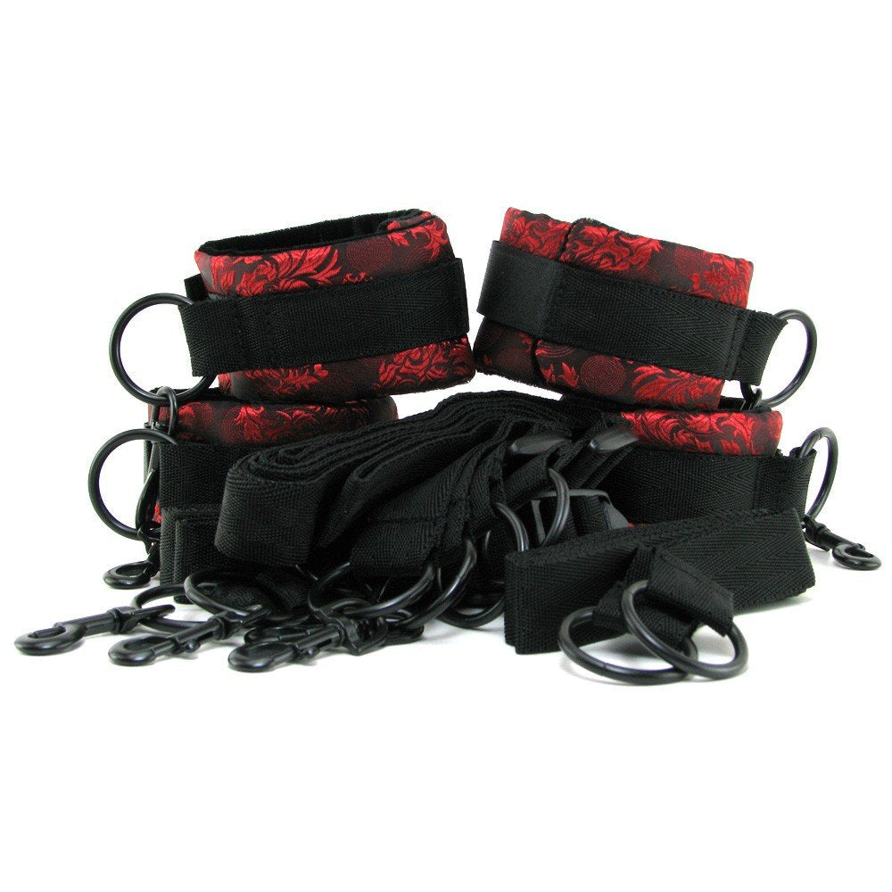 CalExotics Scandal Bed Restraints - Luxury Bondage Handcuff & Ankle Restraints for Couples - BDSM Toys for Couples - Black