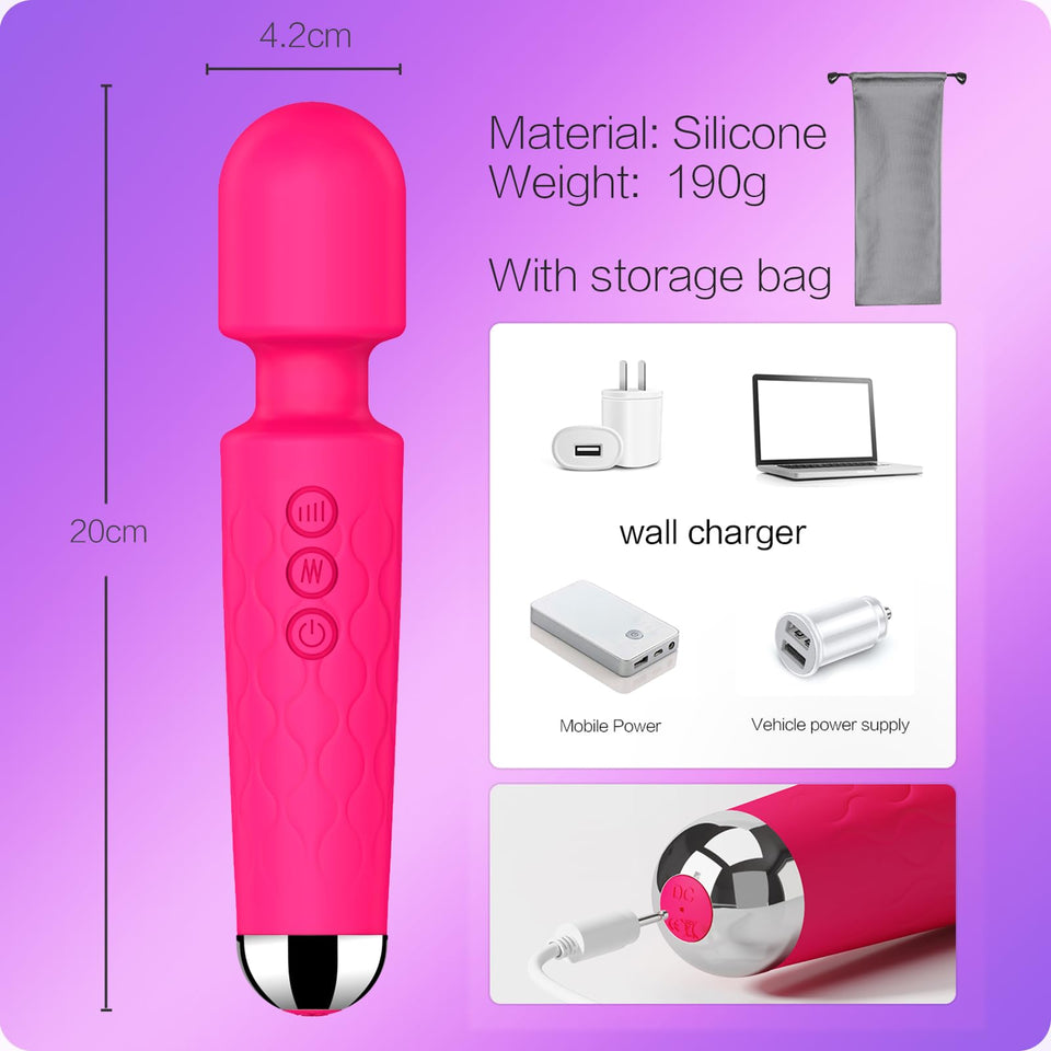 Vibrator Wand,Adult Sex Toy Wand, G Spot Dildo, Clit Vibrator, Sex Vibrators,Clitoris Stimulation,with 8 Speeds & 20 Patterns, Q