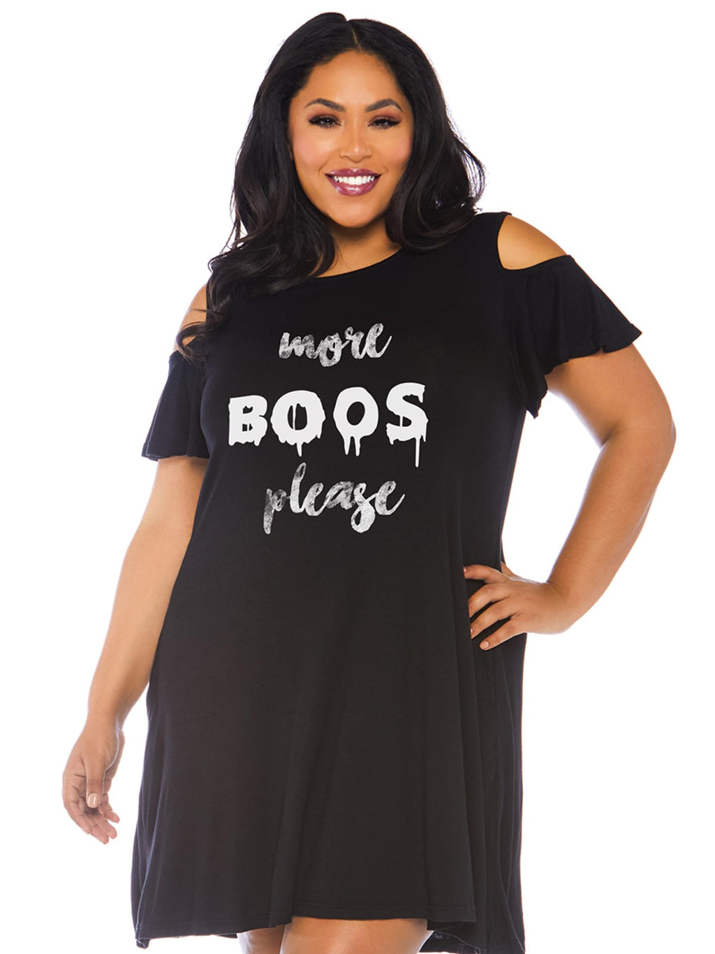 Leg Avenue More Boos Jersey Dress With Po Black Color