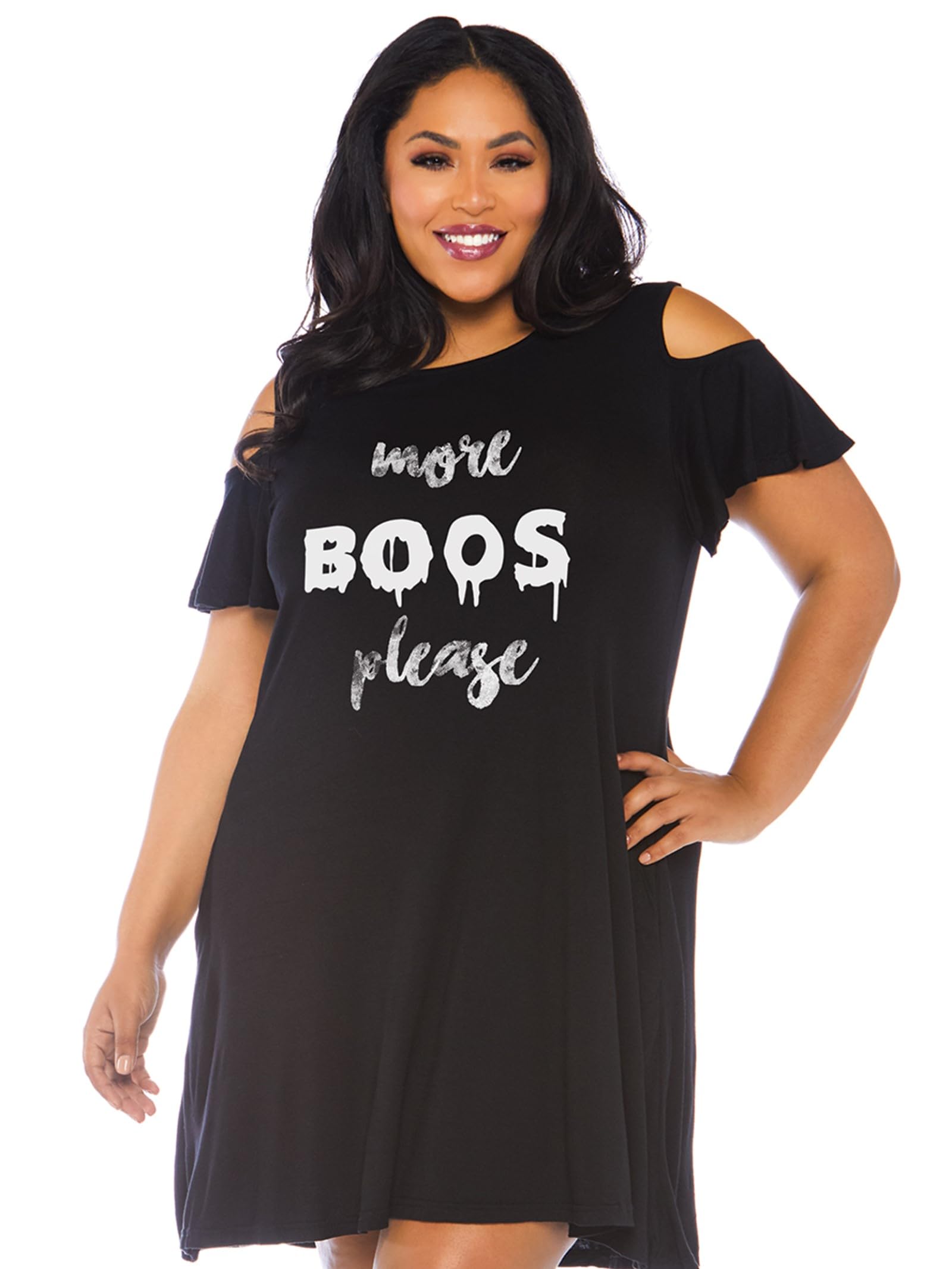 Leg Avenue More Boos Jersey Dress With Po Black Color