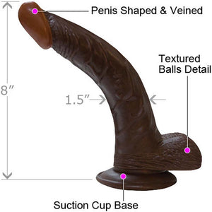 Nasstoys Afro American Whopper Flexible Dong, 8-Inch, Brown