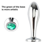 Anal Butt Plug, 3Pcs Set Metal Anal Butt Plug Sex Toy with Crystal Diamond Beginner Anal Toy for Adult Unisex (Green)