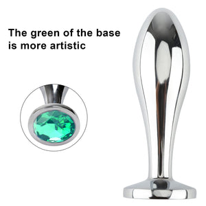 Anal Butt Plug, 3Pcs Set Metal Anal Butt Plug Sex Toy with Crystal Diamond Beginner Anal Toy for Adult Unisex (Green)