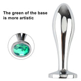 Anal Butt Plug, 3Pcs Set Metal Anal Butt Plug Sex Toy with Crystal Diamond Beginner Anal Toy for Adult Unisex (Green)