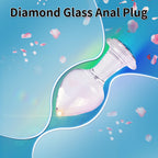 Crystal Glass Anal Plug with Luxury Jewelry Butt Plug Fetish Anus Stimulation Unisex Adult Anal Sex Toy (Light Blue, L)