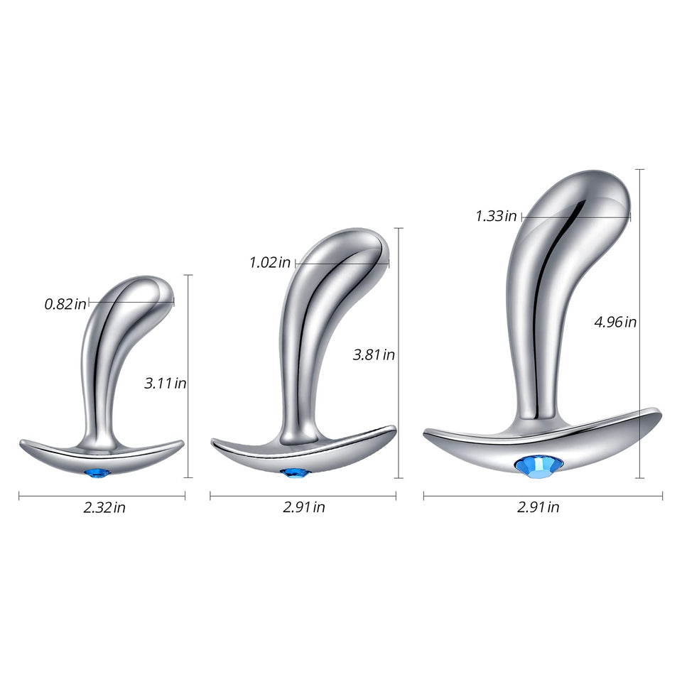 Butt Plug Trainer Kit with Flared Base Metal Anal Plugs Prostate Massage Temperature Stimulation Adult Sex Toys for Men Women
