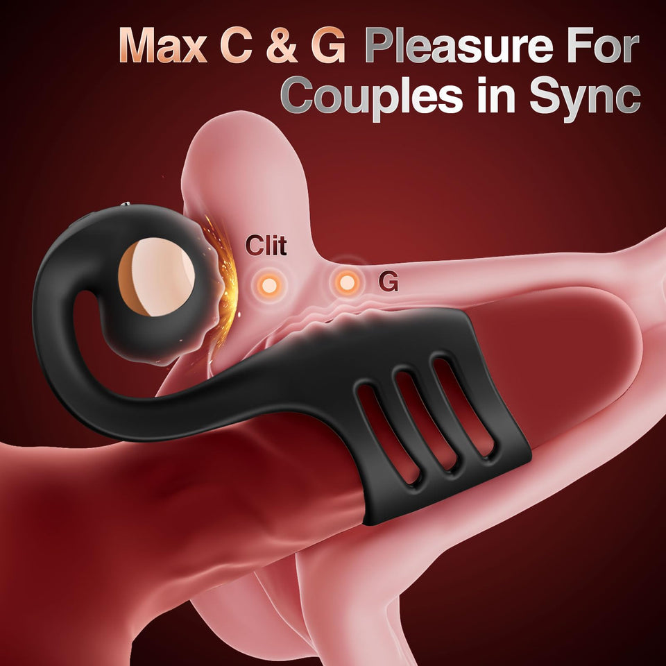FYSHAVO Penis Ring Vibrator for Couples - Vibrating Cock Ring Sleeve with Snail-Shaped Vibrator Male Sex Toys, 10 Modes Remote C