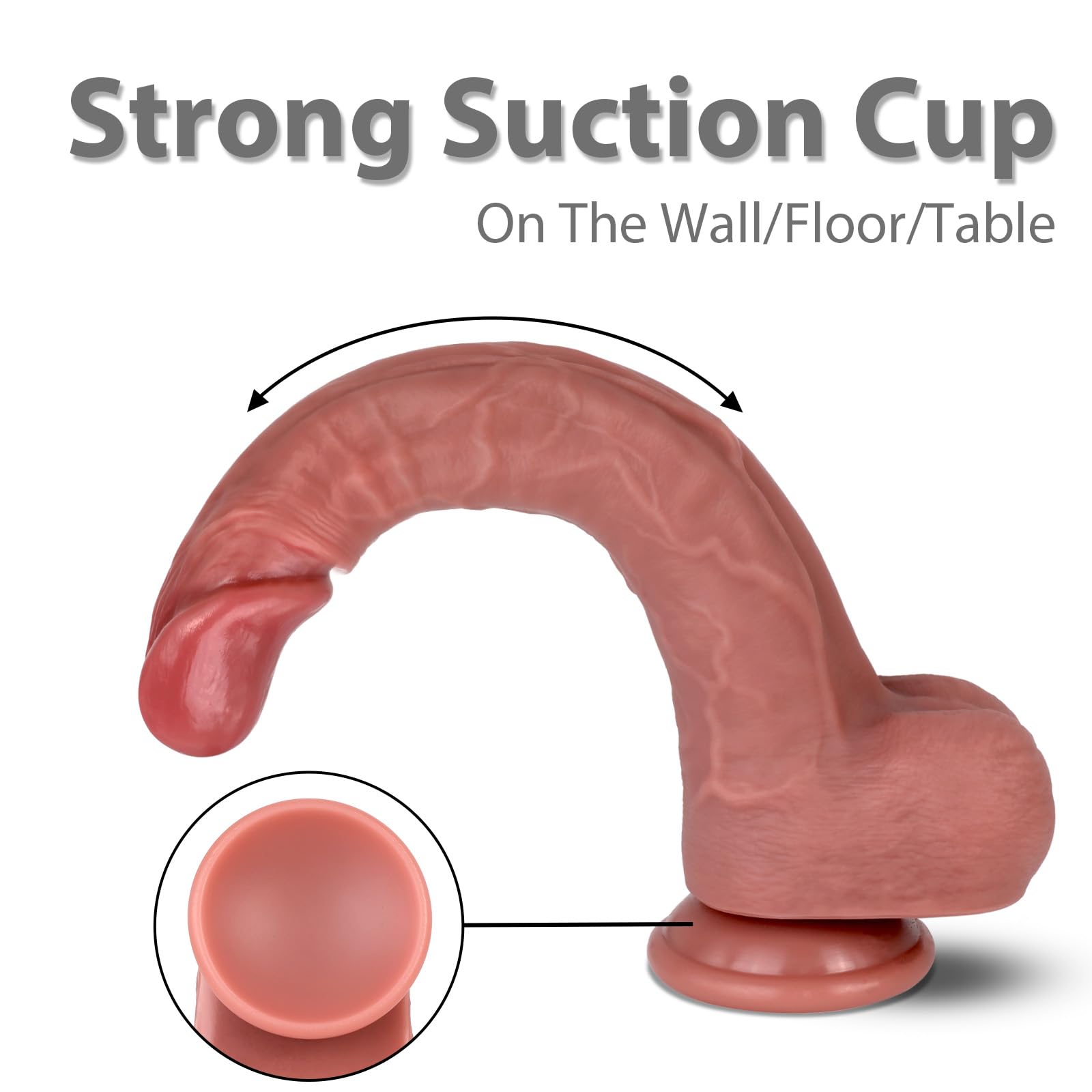 9.05 Inches Huge Flesh Lifelike Dildo - Realistic Skin Texture, Thick Liquid Silicone with Powerful Suction Cup - Adult Sex Toys