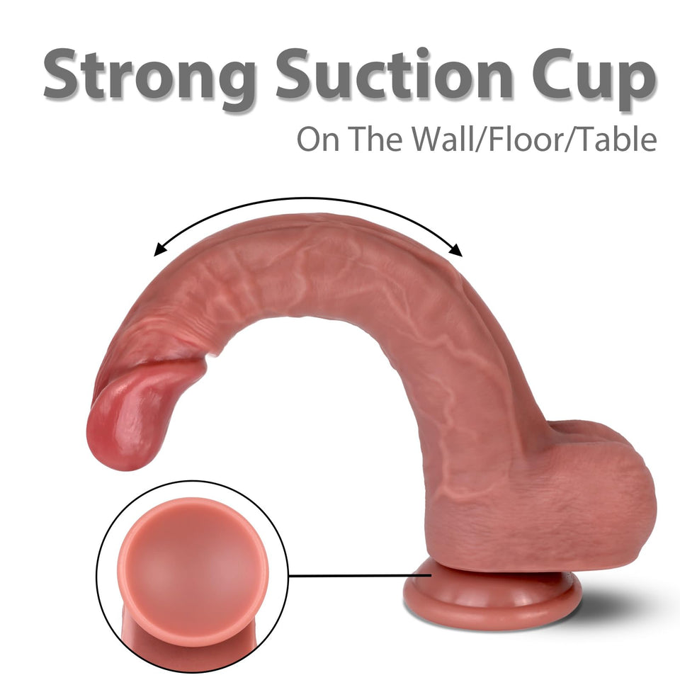 9.05 Inches Huge Flesh Lifelike Dildo - Realistic Skin Texture, Thick Liquid Silicone with Powerful Suction Cup - Adult Sex Toys