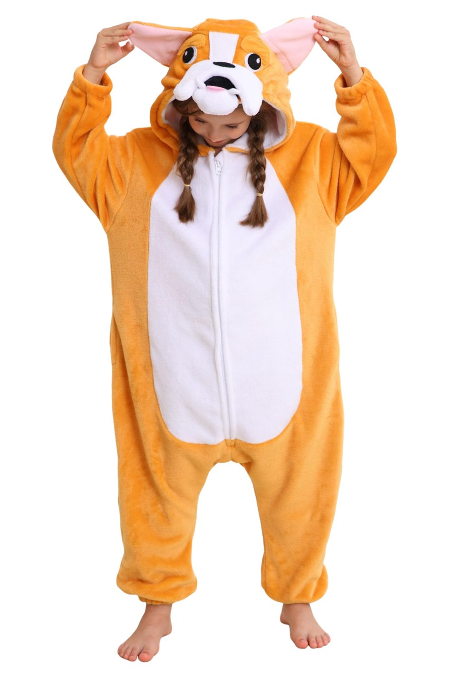 CuteOn Pit Bull Onesie Kids Animal Pajamas for Boys Girls Halloween Christmas Costume Cosplay Sleepwear 5-6Y