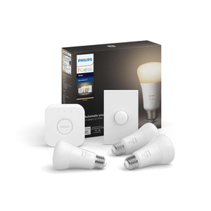 Philips Hue White Base Lumen (60W) Smart Button Starter Kit, Works With Amazon Alexa, Google Assistant, Apple Homekit 60 Watt (O
