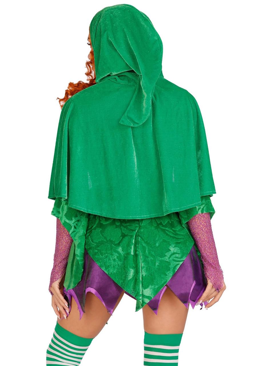 2 Pc Crafty Spellcaster, Includes Velvet Dress With Iridescent Tattered Skirt And Net Gauntlet Sleeve, Lace Up Front And Jewels