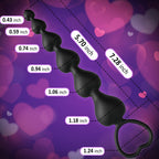 Anal Beads, Cute Silicone Flexible Anal Chain Butt Plug with 6 Gradual Balls and Pull Loop Prostate Massager G-spot Stimulator T