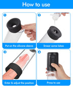 Water Penis Pump Sex Toys - Male Electric Penis Enlargement Extend Pump with 3 Automatic Suction Modes & 3 Intensities for Men S