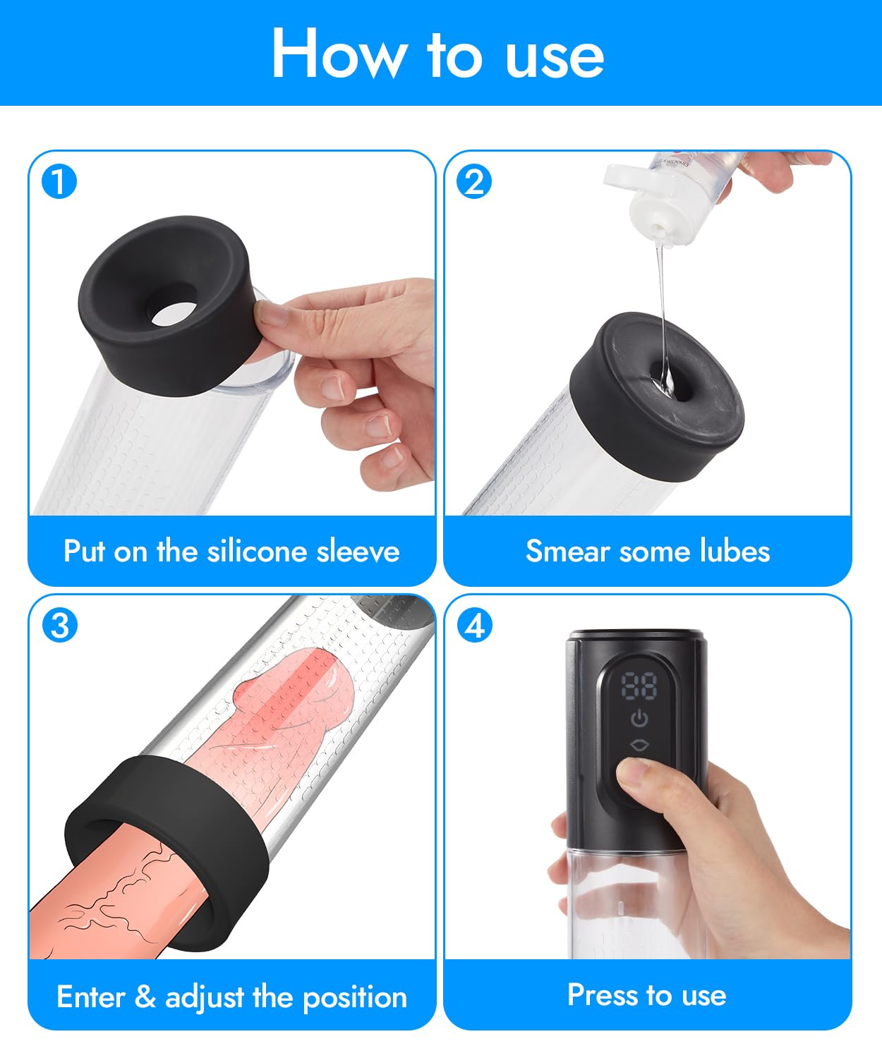 Water Penis Pump Sex Toys - Male Electric Penis Enlargement Extend Pump with 3 Automatic Suction Modes & 3 Intensities for Men S