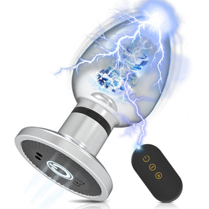 Electric Shock Vibrating Butt Plug, Estim Metal Anal Plug Men Male Prostate Massager Anal Sex Toys with 10 Vibrating & 6 Electri