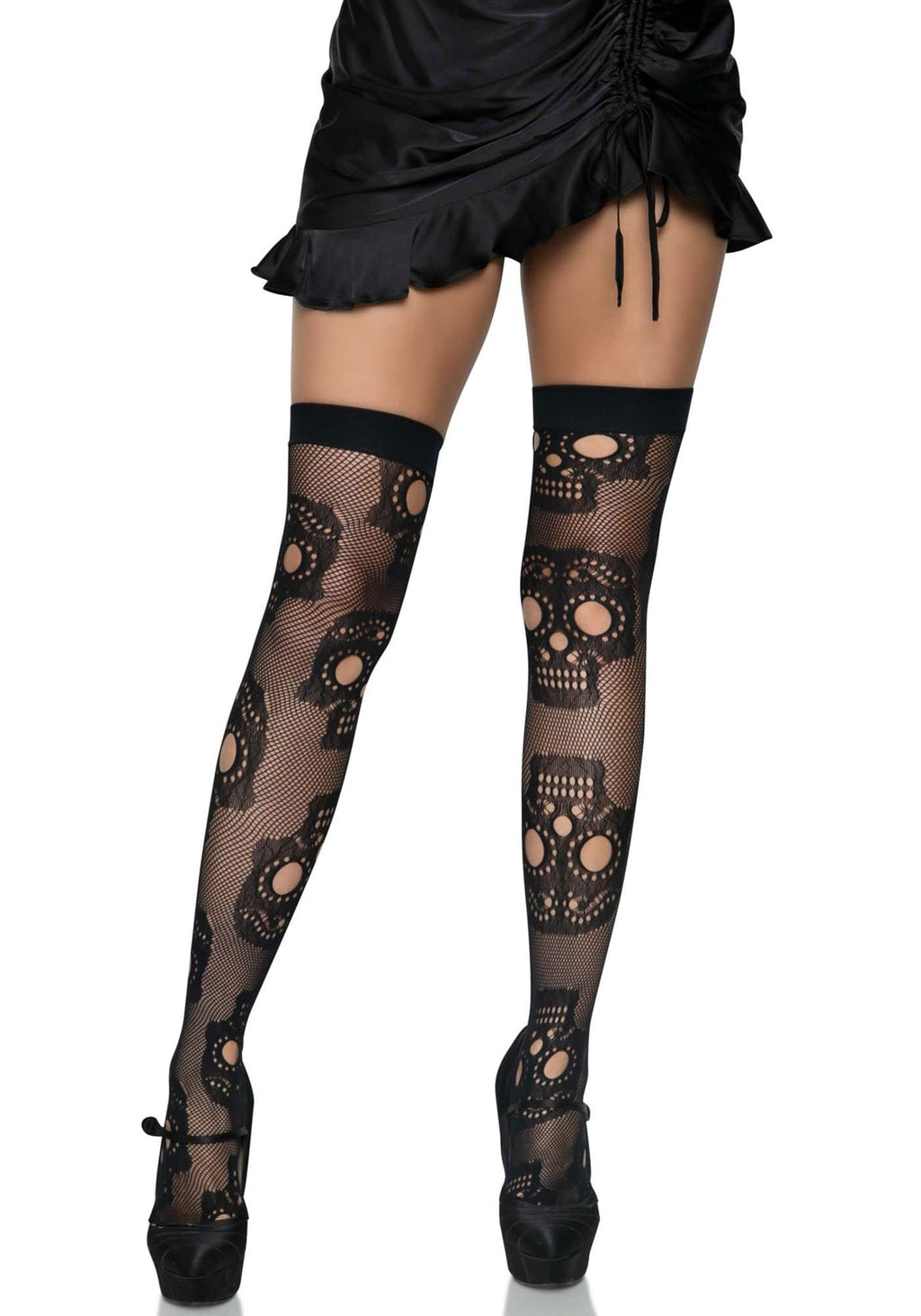 Sugar Skull Net Thigh Highs.