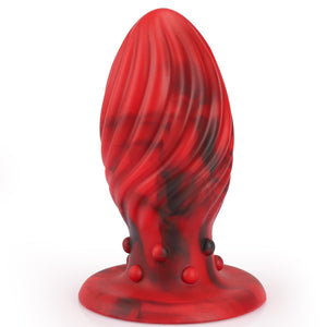 Super Big Anal Plug Liquid Silicone Butt Plug with Suction Cup Base for Experienced Player, Swirl Anal Toy Waterproof Butt Plug
