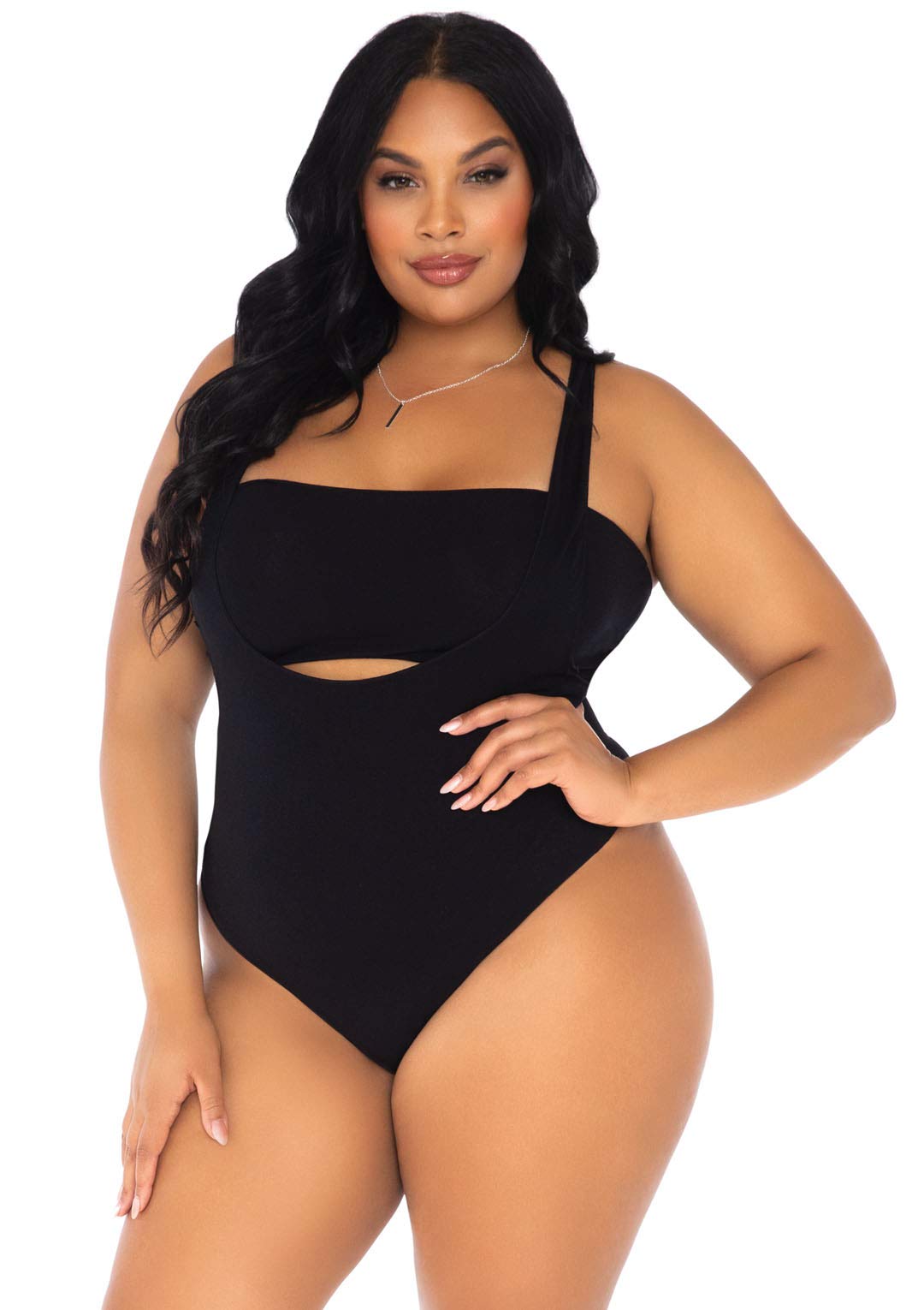 2 Pc Opaque Bandeau And Suspen - 1X-2X / Black