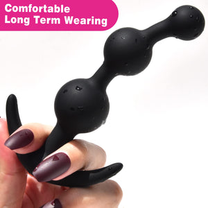 Anal Beads Butt Plug Prostate Massager Sex Toy with Narrow Flared Base and Graduated Beads for Comfortable Long Term Wear Sex To