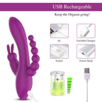 3 in 1 G-Spot Rabbit Anal Dildo Vibrator Adult Sex Toys with 7 Vibrating Modes for Women - Adorime Silicone Waterproof Rechargea