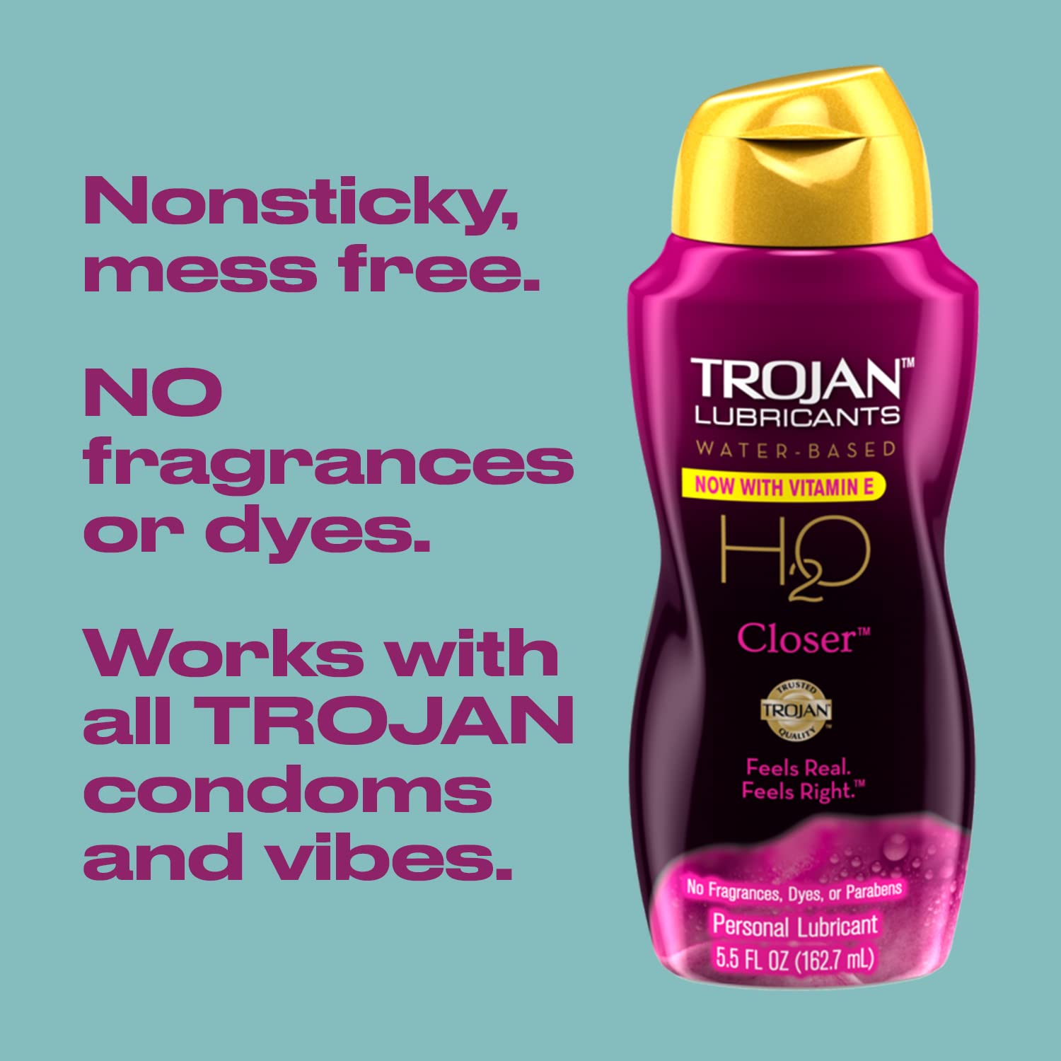 Trojan Lubricants Water Based H2O Closer Personal Lubricant, 5.5 Oz.