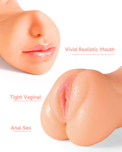 3 in 1 Male Masturbator Adult Sex Toys, Pocket Pussy with Real Mouth Tongue 3D Textured Vagina & Tight Anus & Drying Stick, Sex