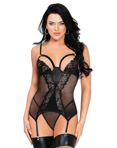 (WD) LOVE TO LOVE YOU 2PC LACE CHEMISE & THONG SET BLACK O/S
