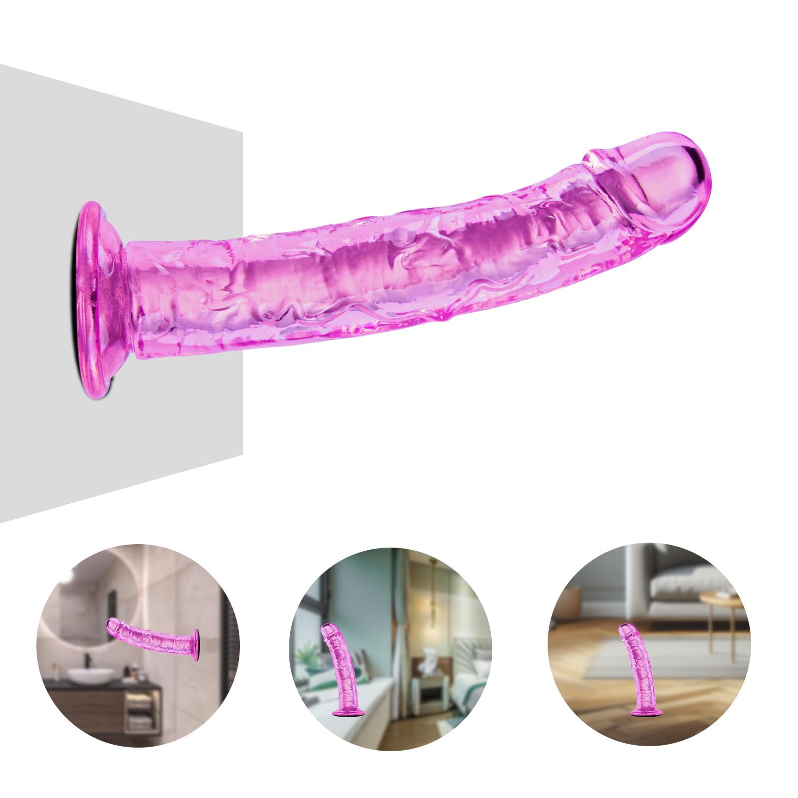 7 inch Realistic Cute Dildo, TPE Soft Beginner Small Anal Toy, Soft Realistic Sex Toy Thin Penis with Strong Suction Cup for Wom