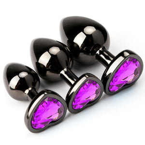 HISIONLEE Anal Plug 3PCS Sex Toys Anal Training Set Metal Butt Plug Adult Trainer Kit Toy with Crystal Diamond S&M Adult Gay Ana