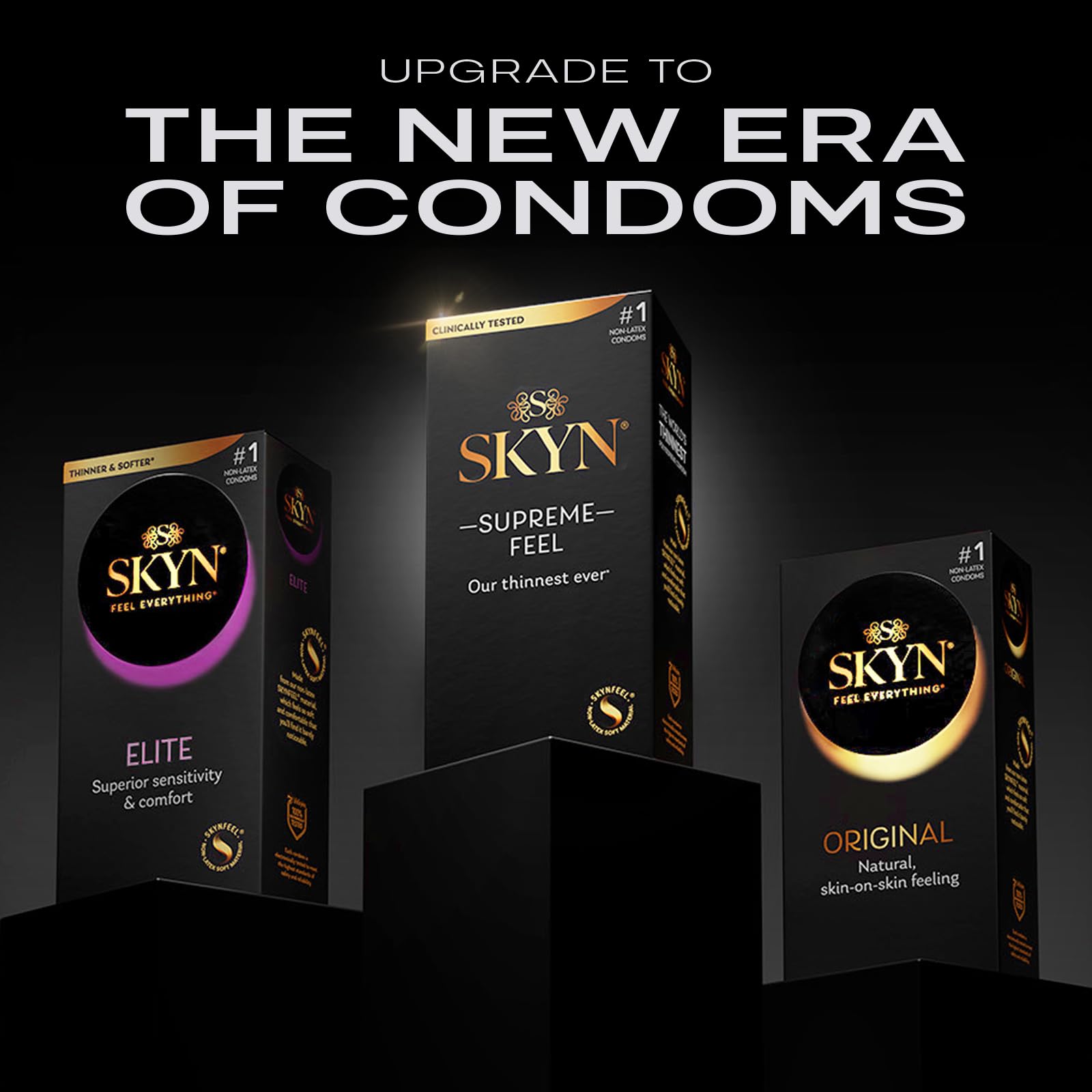 SKYN Supreme Feel Non-Latex Condoms, 30 Count, Ultra-Thin & Pre-Lubricated for a Natural, Smooth Fit