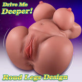 BBW Sex Doll with Big Fat Boobs and Ass, 7.9lB Brown Torso Love Doll Pocket Pussy with Built-in Spine, Male Masturbator with Rea