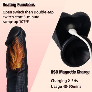 6in1 Thrusting Dildo Vibrator Adult Sex Toys Realistic Silicone Suction Cup Dildos with 3 Vibration 5 Thrust Modes with Roating,