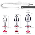 Anal Plug Trainer Kit, 3 PCS Metal Anal Butt Plugs, Jewelry Anal Trainer Sex Toys with Bell and Traction Chain for Beginners Adv