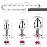 Anal Plug Trainer Kit, 3 PCS Metal Anal Butt Plugs, Jewelry Anal Trainer Sex Toys with Bell and Traction Chain for Beginners Adv
