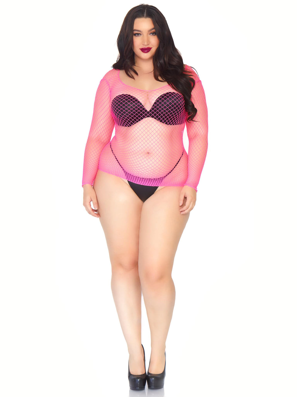 Leg Avenue Spandex Long Sleeved Industria Neon Pink Color