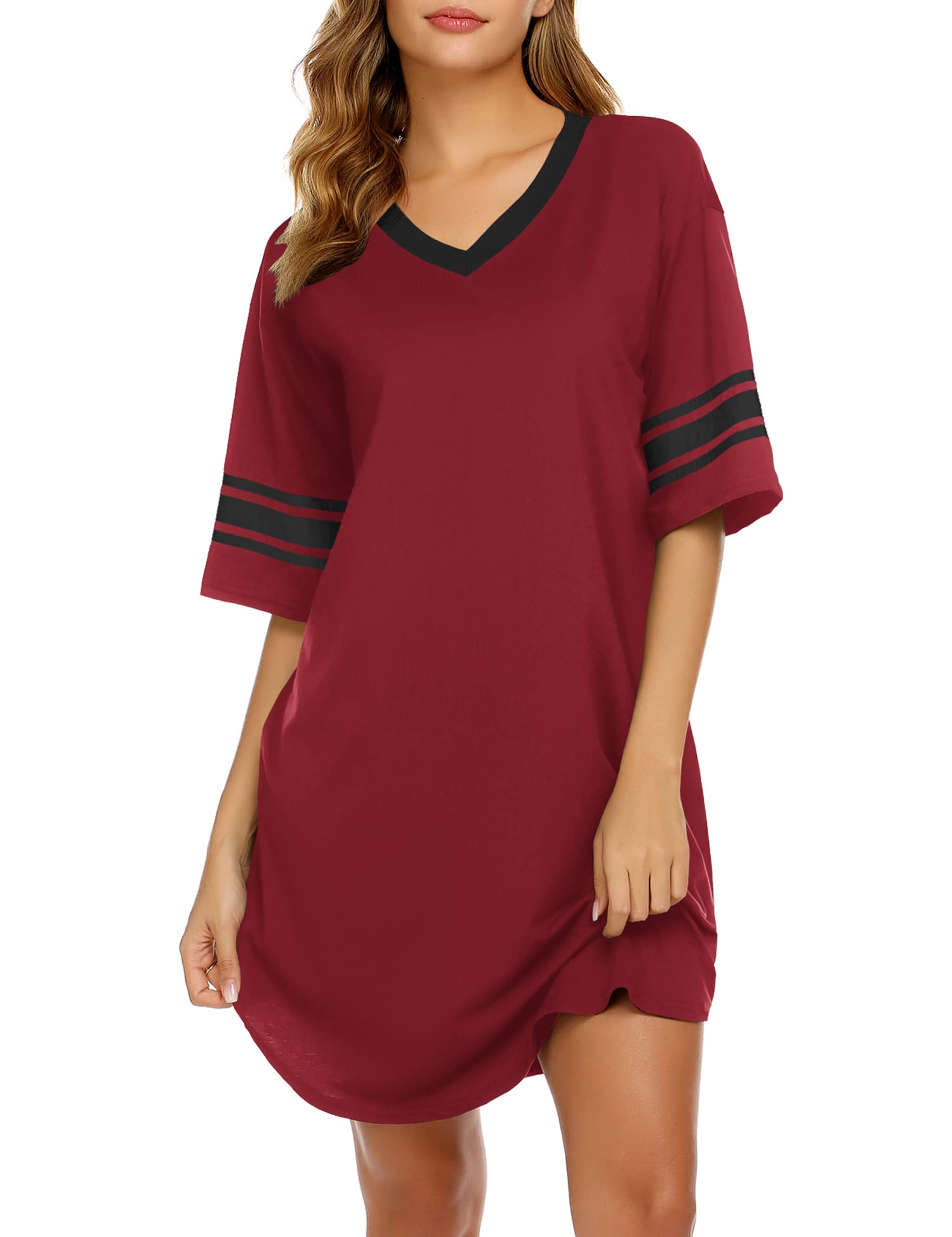 Ekouaer Womens Nightgown Short Sleeve Sleepshirt