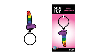 Rainbow Dildo Sex Toy Soft Enamel Adult Keychain