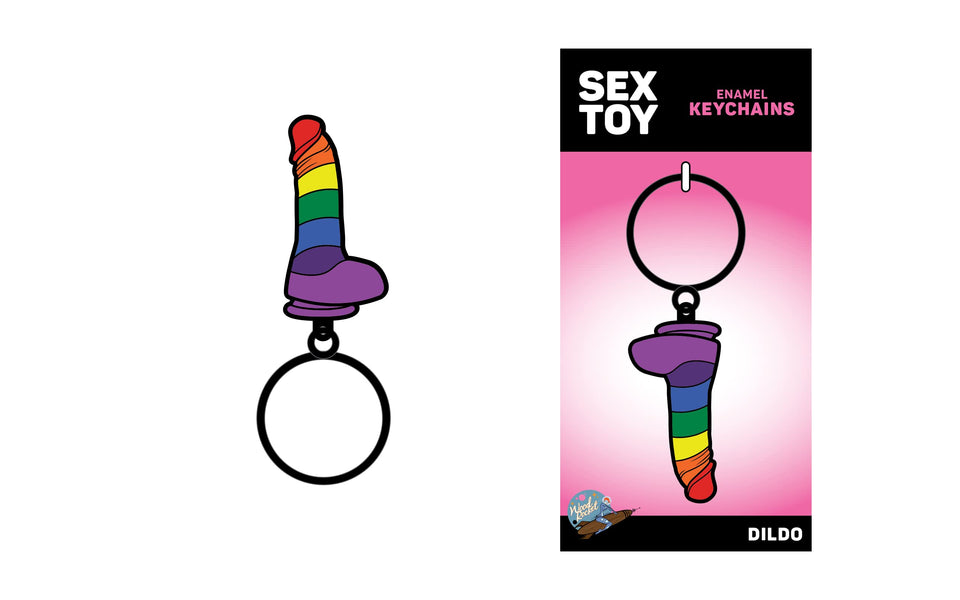 Rainbow Dildo Sex Toy Soft Enamel Adult Keychain