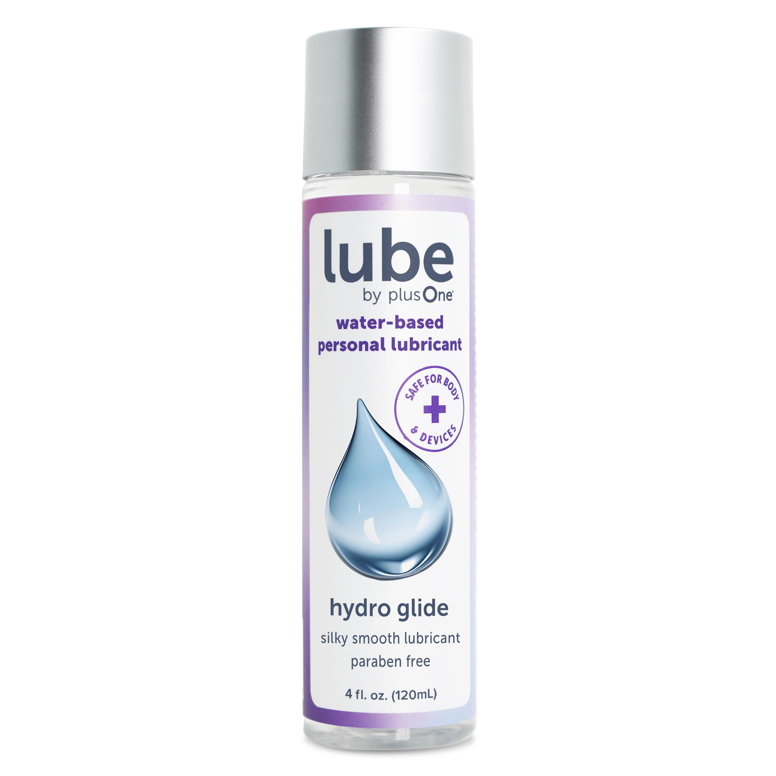 plusOne Hydrolube Personal Lubricant, Gentle, Non-Greasy, Water-Based Sex Toy Lube for Solo and Partner Play, Condom Friendly, 4