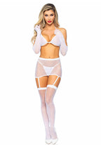 5 Pc Rhinestone Fishnet Garter