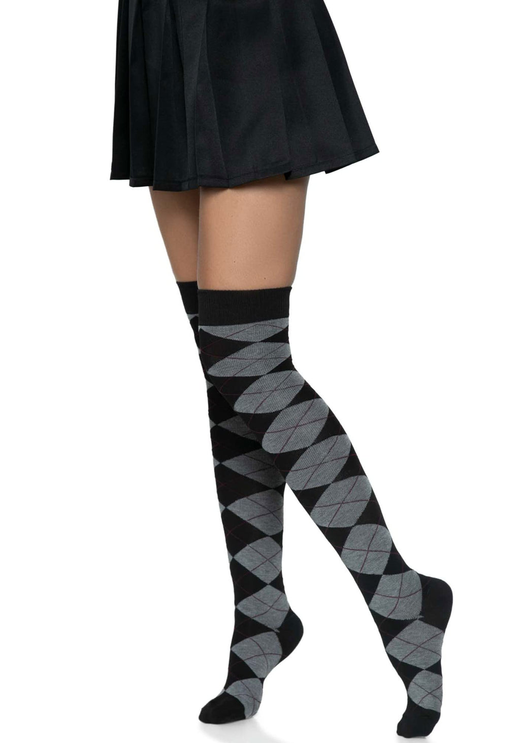 Argyle Knit Over The Knee Sock