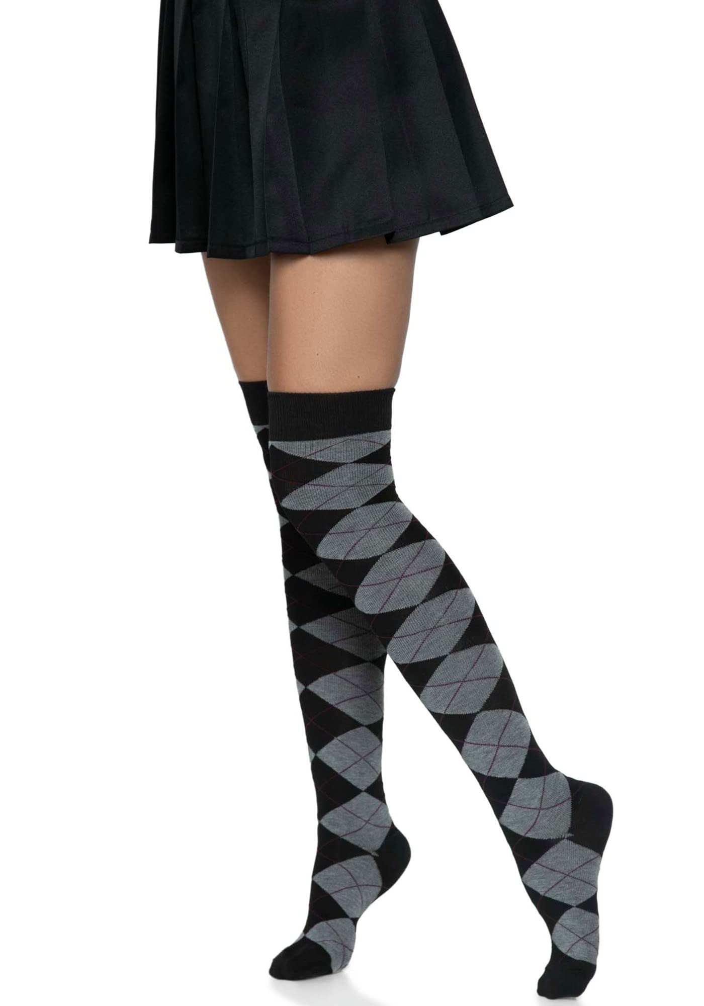 Argyle Knit Over The Knee Sock