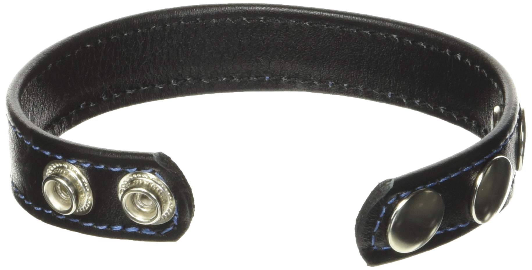 M2M Cock Ring, Leather, 2 Snaps, Black