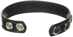 M2M Cock Ring, Leather, 2 Snaps, Black
