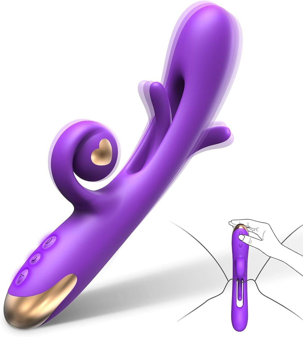Flapping G Spot Vibrator Dildo: Rabbit Adult Toys with 10 Vibration 7 Flapping, Silicone Waterproof Personal Vibrator for Clitor