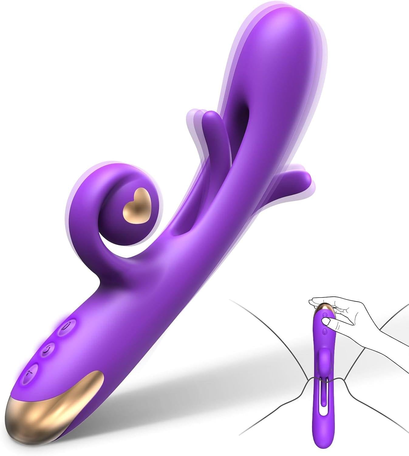 Flapping G Spot Vibrator Dildo: Rabbit Adult Toys with 10 Vibration 7 Flapping, Silicone Waterproof Personal Vibrator for Clitor