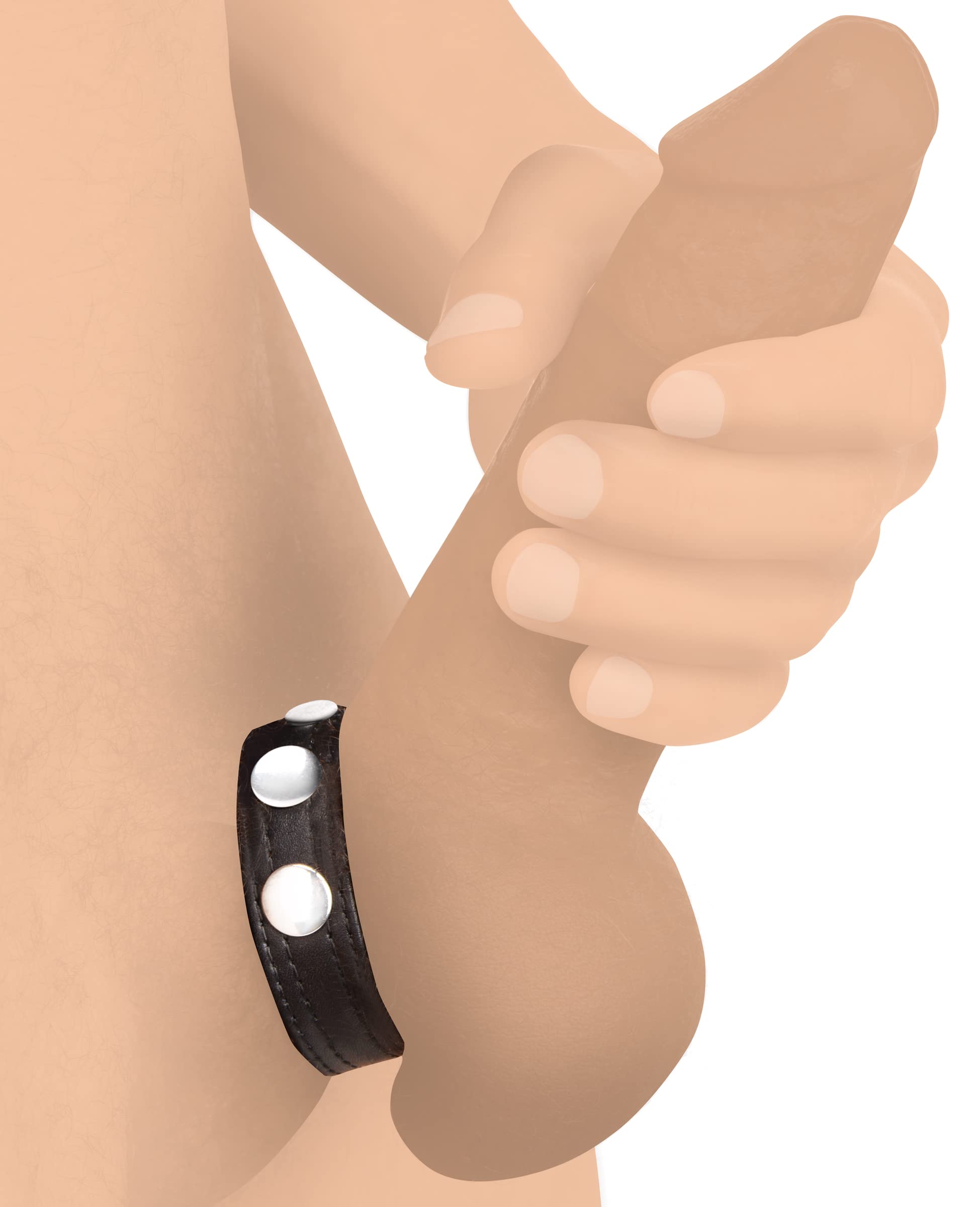 XR Play Hard. Strict Leather Cock Ring Black Studded Leather Speed Snap-On Ring for Men or Couples, Harder Longer Erection Enhan