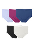 Fruit of the Loom Womens Fit for Me Seamless Panty, Assorted, Plus Size Brief-5 Pack-Black/White/Blue, 9 Plus